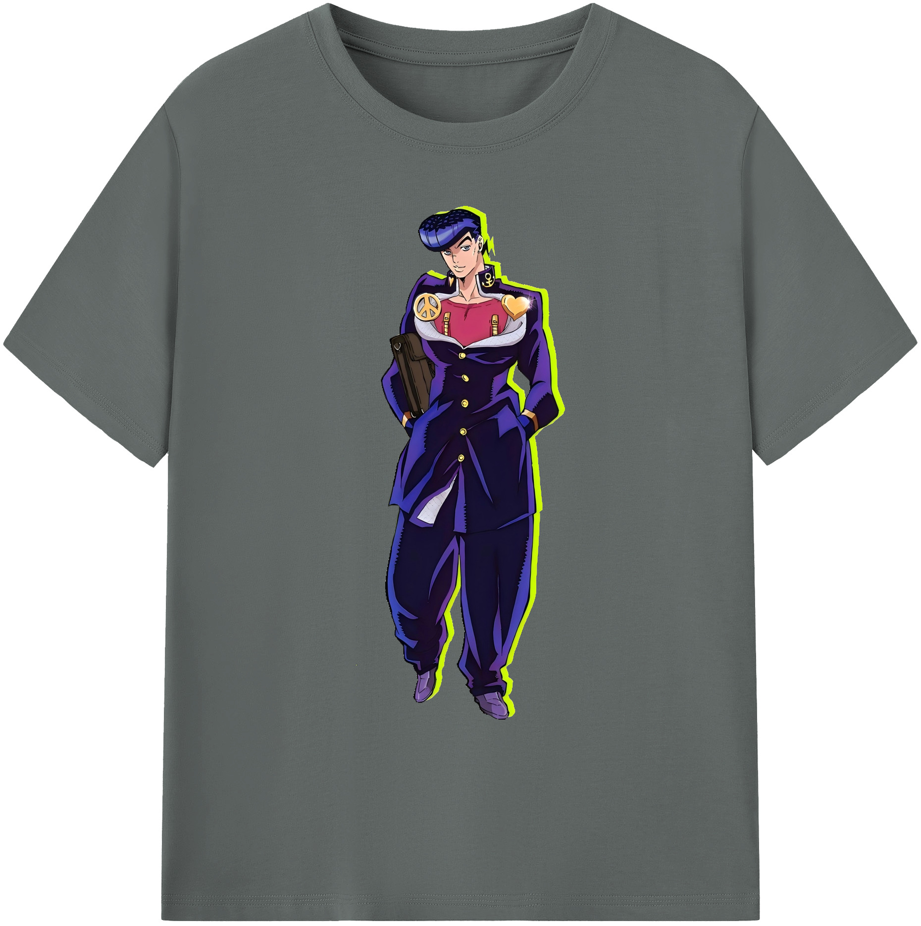 （画像用） ジョジョの奇妙な冒険 ひがしかた じょうすけ JoJo's Bizarre Adventure Higashikata Josuke 綿100％ メンズ半袖Tシャツ｜肌触りやわらか＆通気性